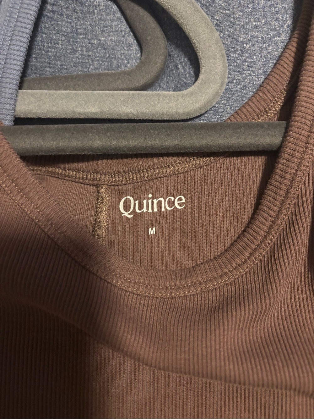 Quince Ribbed Scoop Tank - Chocolate Brown, Blue and Cream